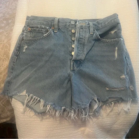 Agolde Parker Long Jean Shorts - Picture 2 of 8
